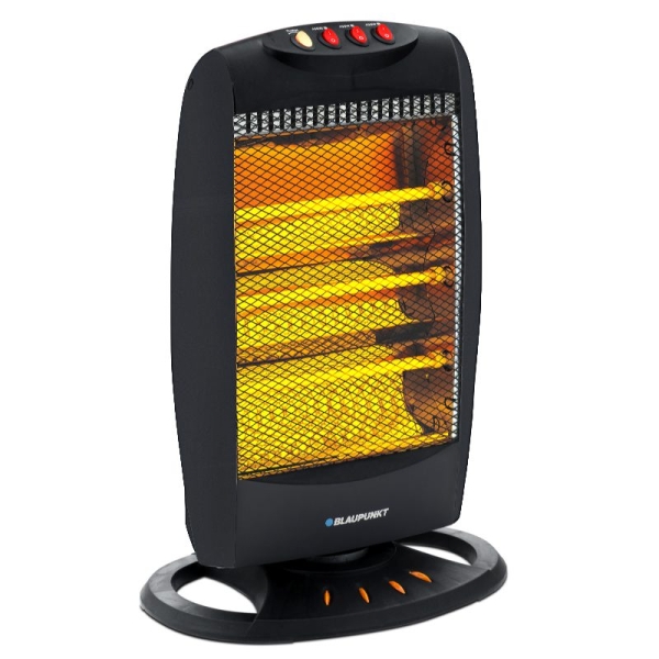 Aquecedor de quartzo Blaupunkt - Potência de 1200 W - Oscilante - Temperatura regulável - 4 lâmpadas de halogéneo - Interruptor anti-tombamento - Pret