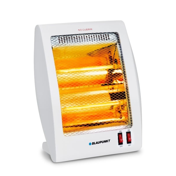 Aquecedor de quartzo Blaupunkt - Potência de 800 W - Temperatura regulável - Oscilante - 2 lâmpadas de halogéneo - Interruptor anti-tombamento - Branc