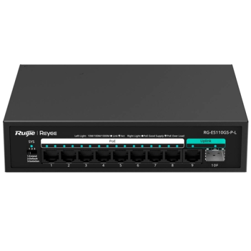 RUIJIE SWITCH POE NÃO GERENCIADO COM 10 PORT 10/100/1000MBPS