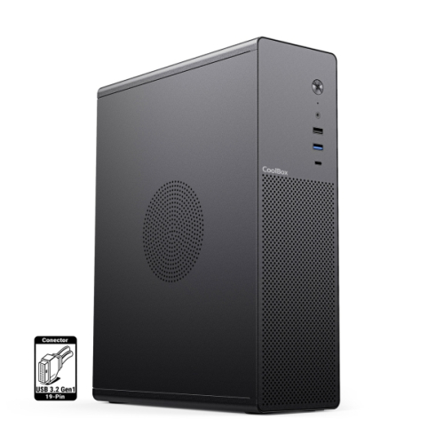 CoolBox T100 Slim Caixa Micro ATX,Mini ITX - Tamanho HDD 2.5"- USB 3.2,USB-C - Preto