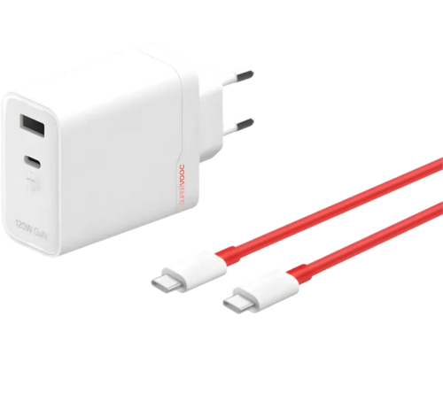 Carregador ONEPLUS SUPERVOOC com duas portas GaN de 120 W e cabo USB-C