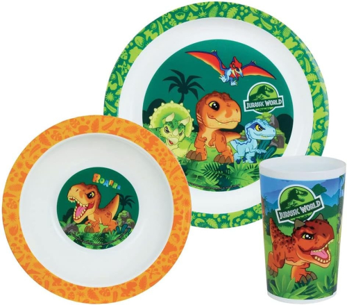 Conjunto 3 Peças Jurassic World – Prato 22 cm,Prato de Sopa 16 cm e Copo 220 ml