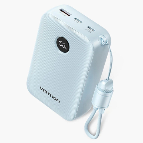 Vention Powerbank de 20000mAh - 22.5W - USB-A - USB-C - Ecrã LED - Cable USB-C de 17cm - Azul