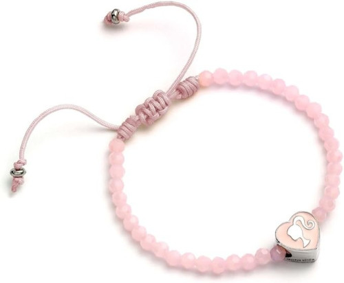 Pulseira de Amizade - Barbie:Contas Rosa com Conta em Forma de Coração