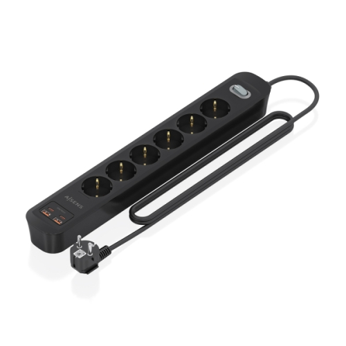 Régua de tomadas Aisens com 6 entradas,interruptor,carregamento rápido (PD),2 portas USB-C e 2 portas USB.
