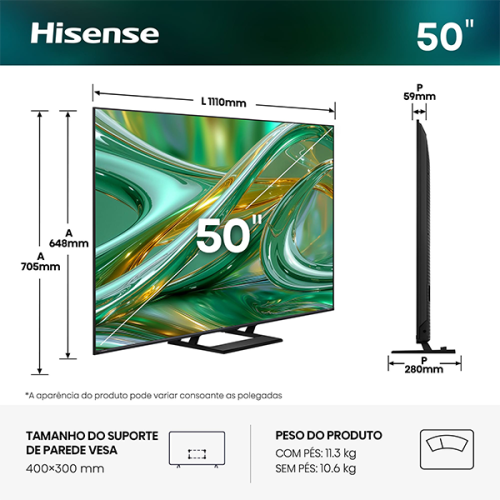 HISENSE MINI-LED TV 50"4K HDR10 SMART TV VIDAA 50E8S