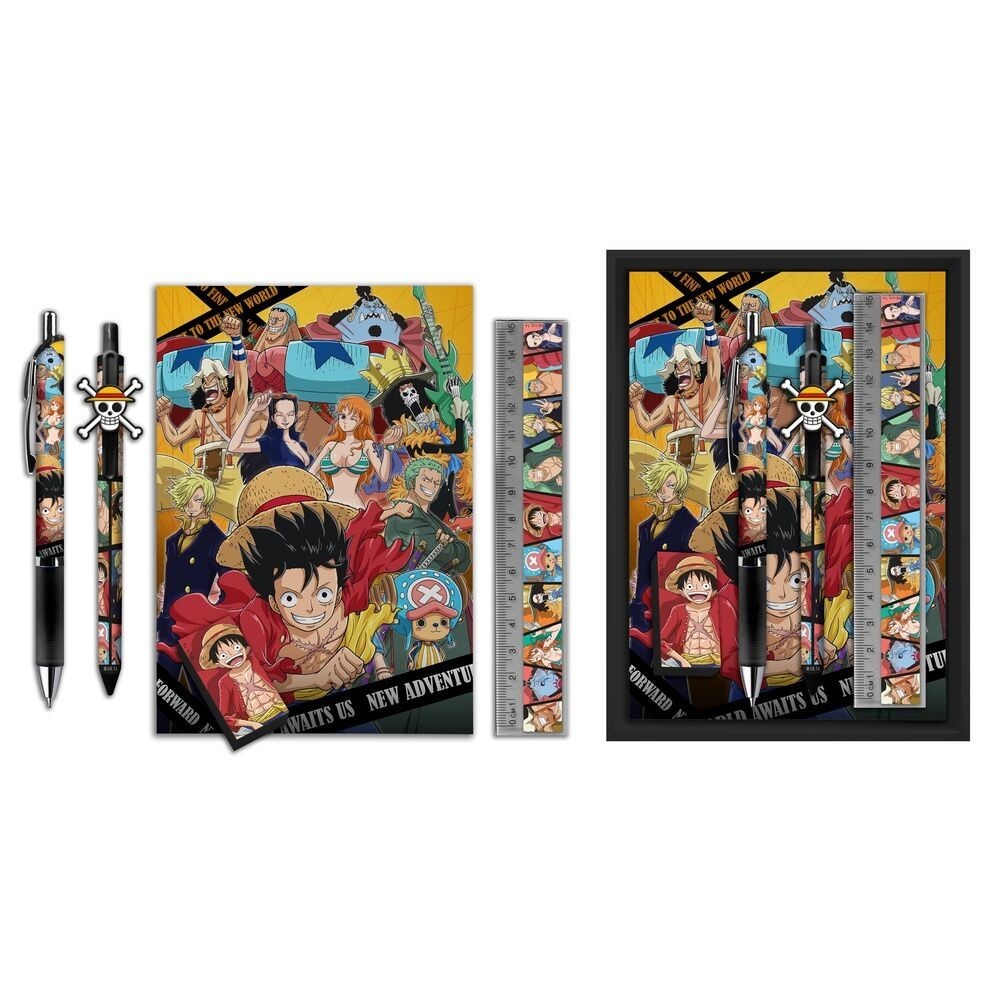 Caixa com Material Escolar - One Piece 5 Peças