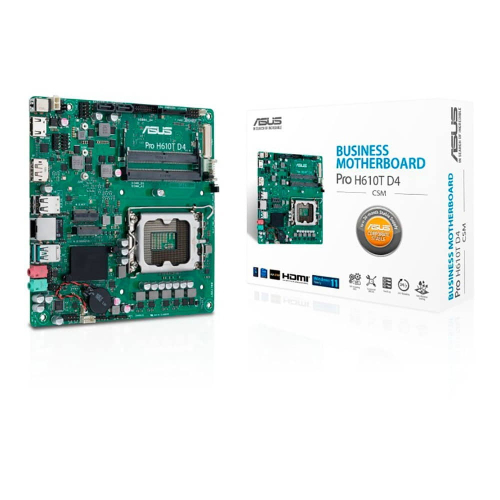 ASUS PRO H610T D4-CSM LGA1700 DDR4 1xHDMI 2.1 1xDP 1xPCIe 2xM.2 2xSATA 4xUSB Thin Mini ITX MB