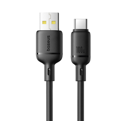 Cabo Baseus Silky Cabo de Dados com Carregamento Rápido USB-A para USB-C 3A 2M Cluster Preto
