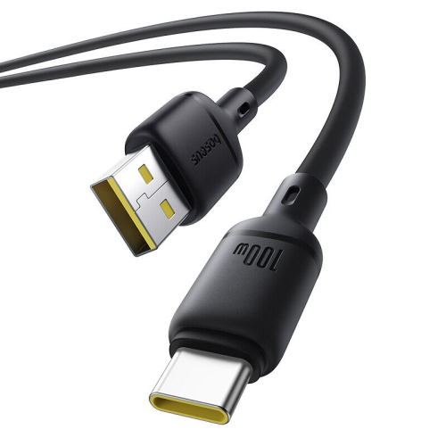 Cabo Baseus Silky Cabo de Dados com Carregamento Rápido USB-A para USB-C 3A 2M Cluster Preto