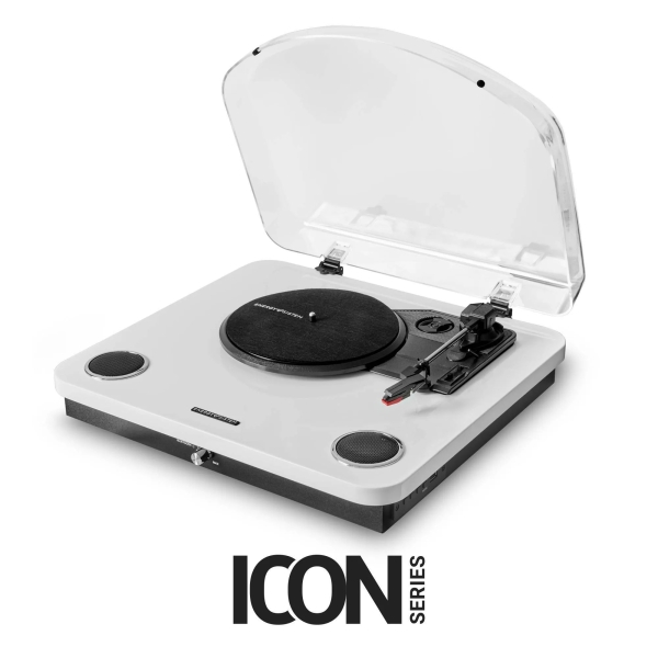 Gira-discos Energy Sistem WhiteSpin - Colunas de 10 W - Função de paragem automática - Ligações RCA,Bluetooth e USB - Branco