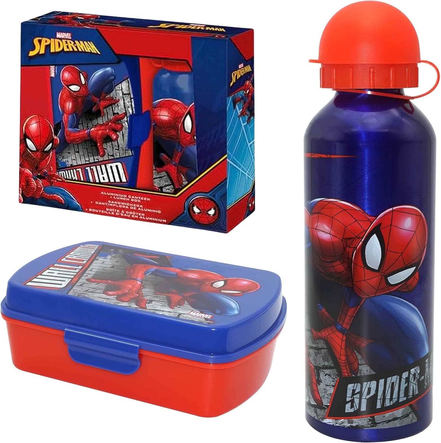 Garrafa Aluminio 500ml + Lancheira - Marvel Spiderman