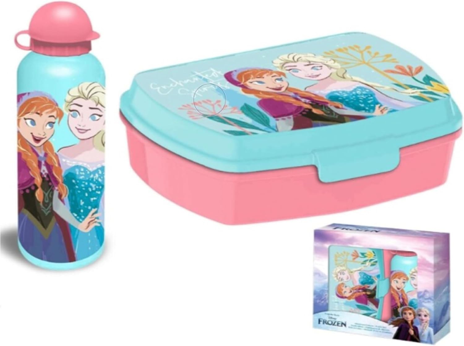 Garrafa Aluminio 500ml + Lancheira - Disney Frozen