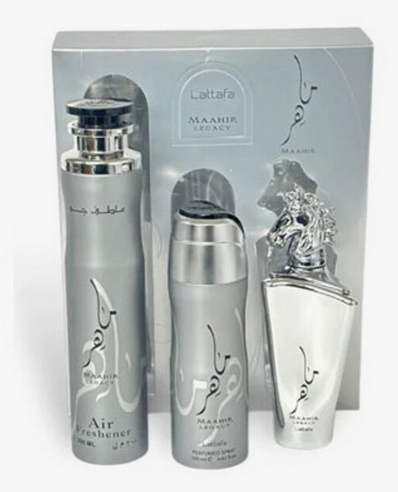 Lattafa Maahir Legacy Set Eau de Parfum 100ml+ Air Freshener 300ml+ Perfum Spray 200ml