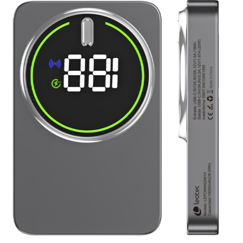 Leotec Powerbank 10.000 mAh - PD 20W - Qi 15W - Gris