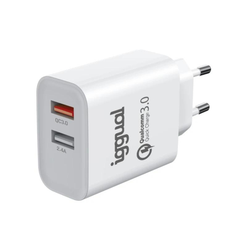 iggual Carregador doble 2xUSB carga rápida QC3.0 30W