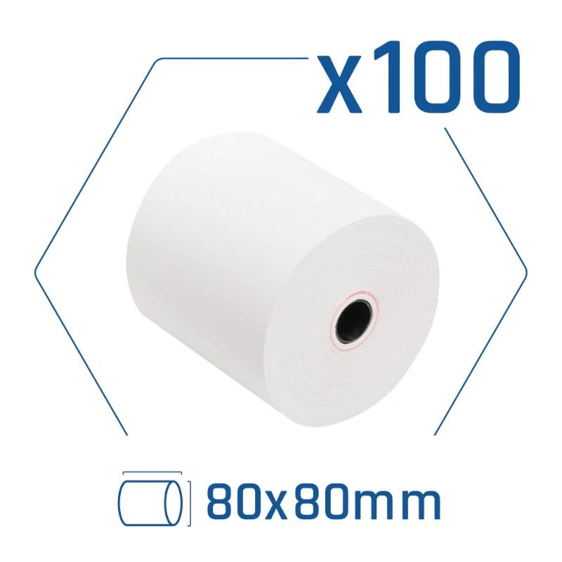 Pack 100 rolos papel térmico sem BPA 80x80mm