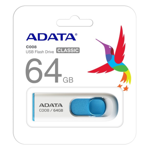 ADATA Pendrive Usb C008 64GB USB 2.0 Branco/Azul