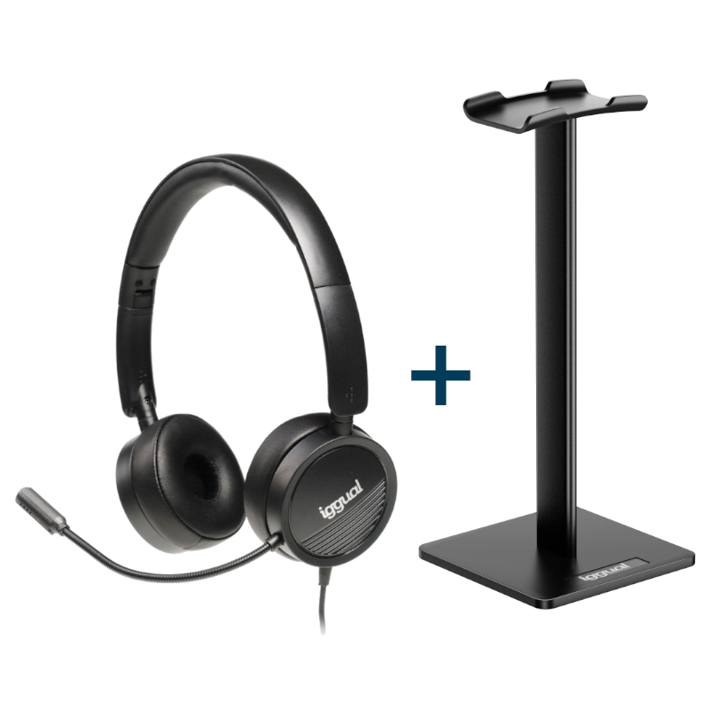 iggual Kit Auscultadores Dual Tech + suporte SA22