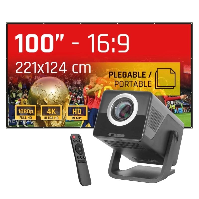 iggual Pack Projetor 4K + Lona projeção 100"
