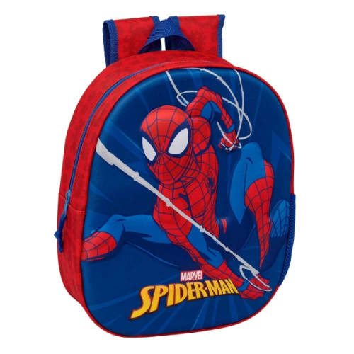 Safta Spider-Man Mochila 3D - Porta-Garrafas - Ombreiras Acolchoadas - Alsa de Mão Superior - 27x33x10cm - Vermelho e Azul