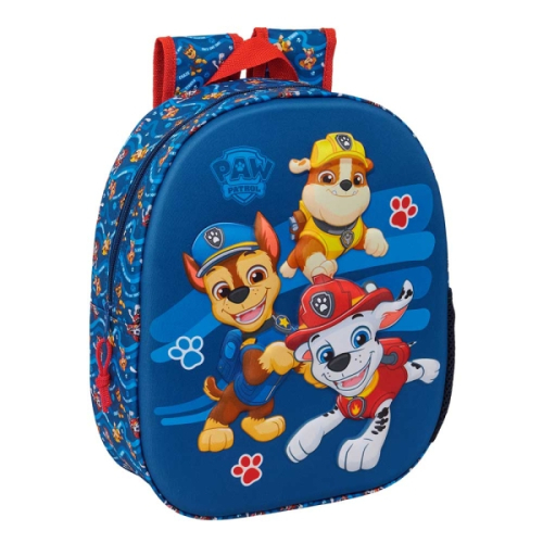 Safta Paw Patrol Mochila 3D - Porta-Garrafas - Ombreiras Acolchoadas - Alsa de Mão Superior - 27x33x10cm - Azul Oscuro