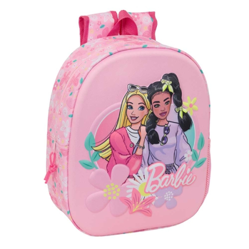 Safta Barbie Mochila 3D - Porta-Garrafas - Ombreiras Acolchoadas - Alsa de Mão Superior - 27x33x10cm - Rosa