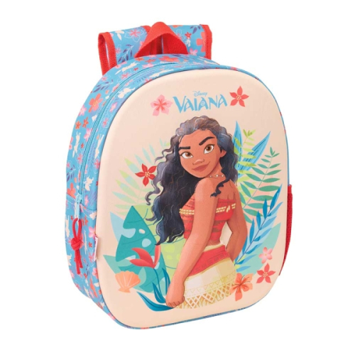 Safta Vaiana Mochila 3D - Porta-Garrafas - Ombreiras Acolchoadas - Alsa de Mão Superior - 27x33x10cm - Azul