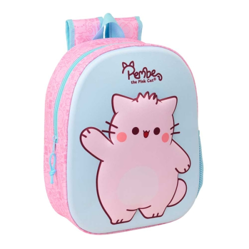 Safta Pembe Mochila 3D - Porta-Garrafas - Ombreiras Acolchoadas - Alsa de Mão Superior - 27x33x10cm - Rosa Pastel