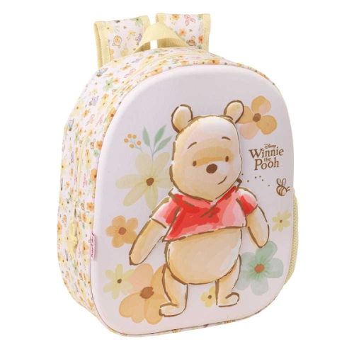 Safta Winnie the Pooh Mochila 3D - Porta-Garrafas - Ombreiras Acolchoadas - Alsa de Mão Superior - 27x33x10cm - Amarillo Pastel