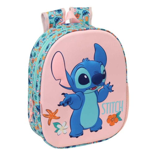 Safta Stitch Mochila 3D - Porta-Garrafas - Ombreiras Acolchoadas - Alsa de Mão Superior - 27x33x10cm - Rosa