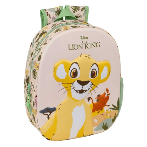 Safta el Rey Leon Mochila 3D - Porta-Garrafas - Ombreiras Acolchoadas - Alsa de Mão Superior - 27x33x10cm - Melocoton Claro