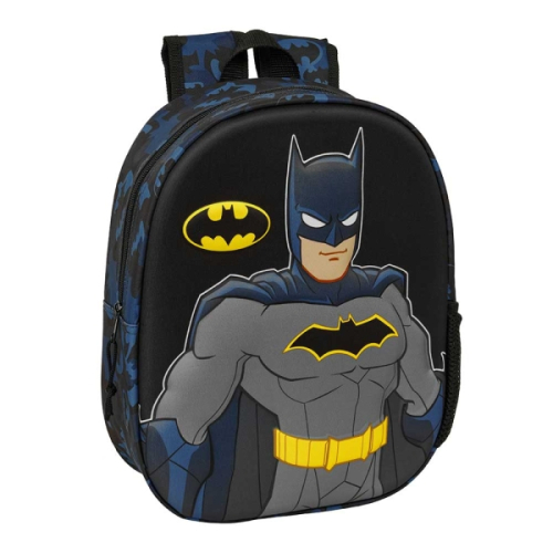 Safta Batman Mochila 3D - Porta-Garrafas - Ombreiras Acolchoadas - Alsa de Mão Superior - 27x33x10cm - Preto