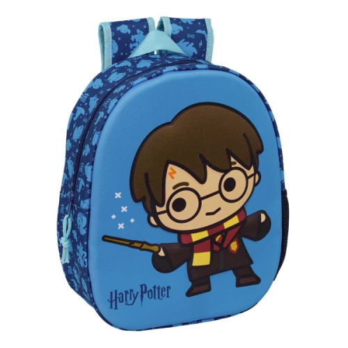 Safta Harry Potter Mochila 3D - Porta-Garrafas - Ombreiras Acolchoadas - Alsa de Mão Superior - 27x33x10cm - Azul
