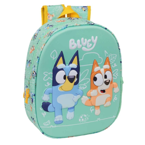 Safta Bluey Mochila 3D - Porta-Garrafas - Ombreiras Acolchoadas - Alsa de Mão Superior - 27x33x10cm - Menta