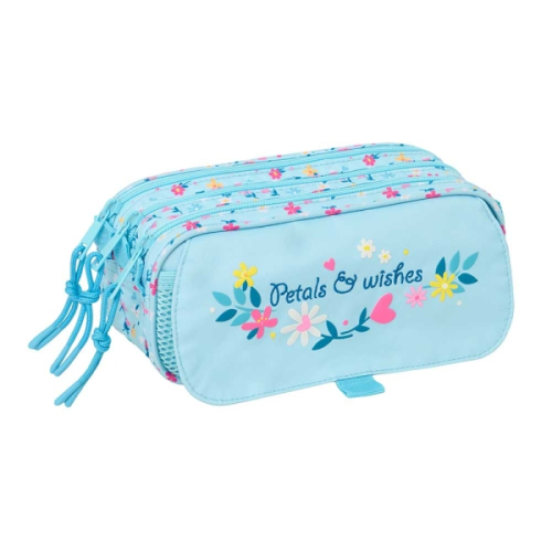Safta Blackfit8 Petalos Portatodo - 3 Compartimentos con Cremallera - Cinta Trasera Adaptable - Bolsillo Frontal de Rejilla con Velcro - 21.5x10x8cm