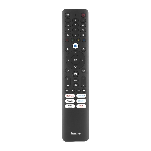 Comando Hama para TVs TCL - Alcance de 10m - 45 Botões - Acesso Directo a Plataformas de Streaming - 4,2x21,5x1,5cm - Preto