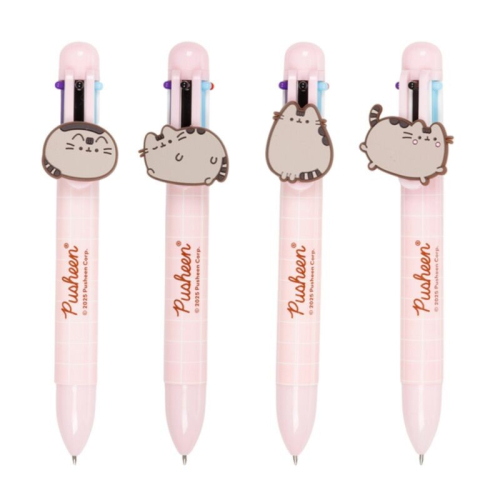 Caneta Multicor com Detalhe em PVC:Pusheen - 6 Cores (Sortido)