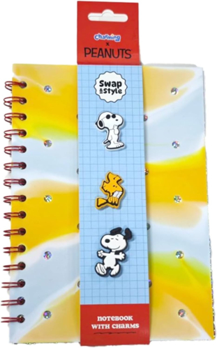Caderno A5 em Silicone com Adornos:Peanuts - Snoopy &Woodstock