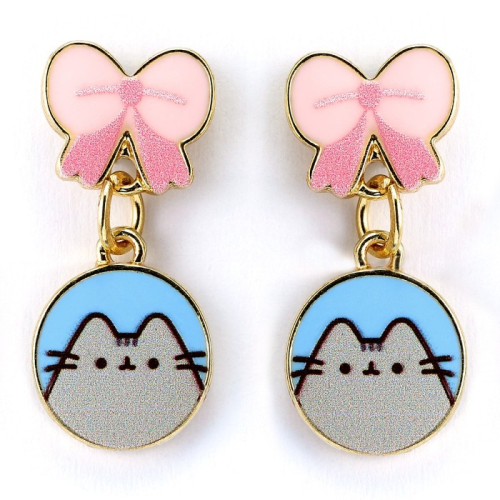 Brincos Pusheen the Cat - Laços Rosa