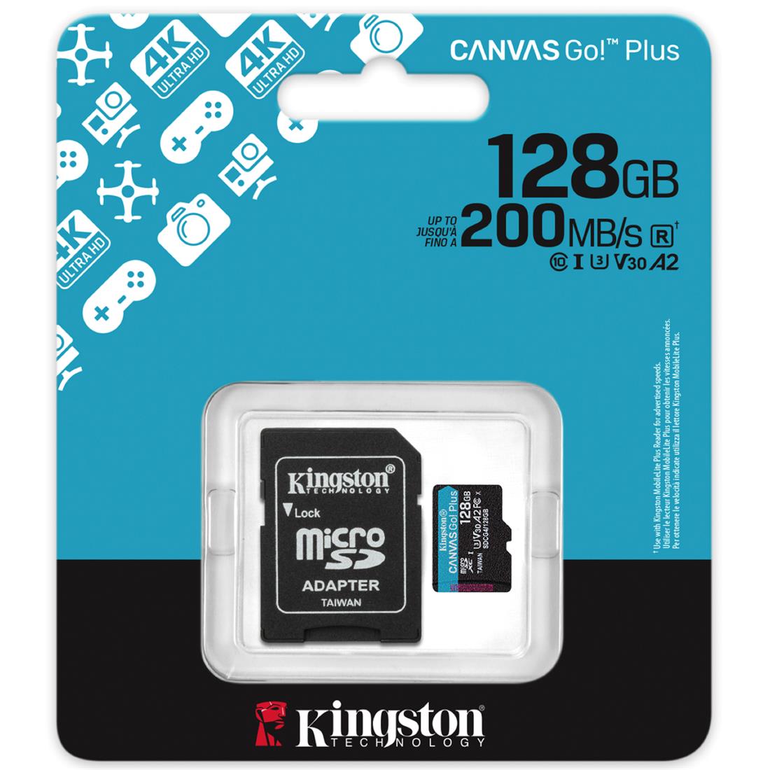 Cartão microSDXC 128GB Canvas Go Plus Gen4 200MB/s A2 U3 V30 Card + Adapter
