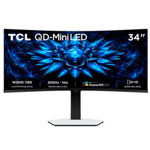 TCL MONITOR FAST MINILED 34"21:9 CURVO UWQHD 200HZ 1M HDMI DP COLUNAS 34C2A