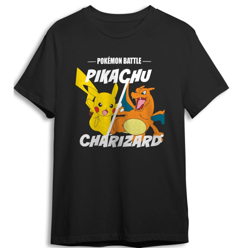 T-shirt Pikachu vs Charizard Pokemon infantil