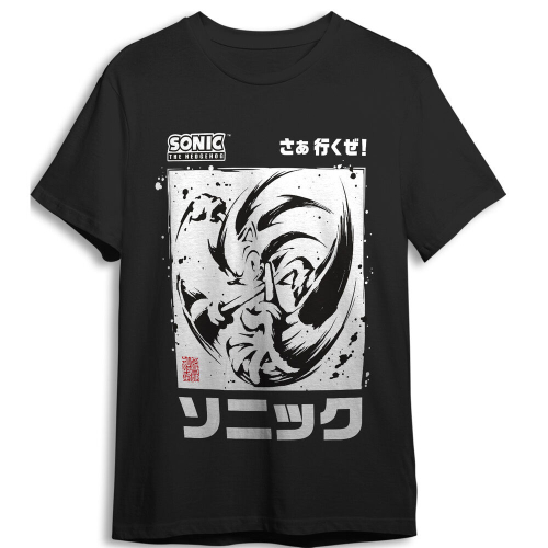 T-shirt Black Brush Sonic the Hedgehog adulto