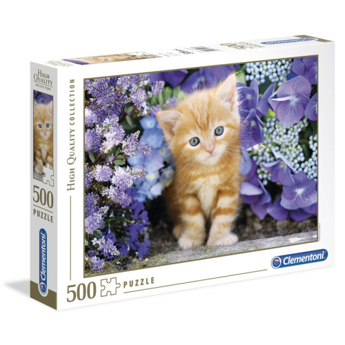 Puzzle Gato Rubio con Flores 500 Peças