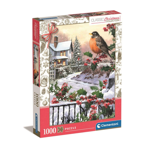 Puzzle Robin And Holly Bushes Christmas Collection 1000 Peças