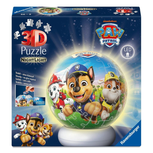 Puzzle Ball 3D Patrulla Canina Paw Patrol luz 74Peças