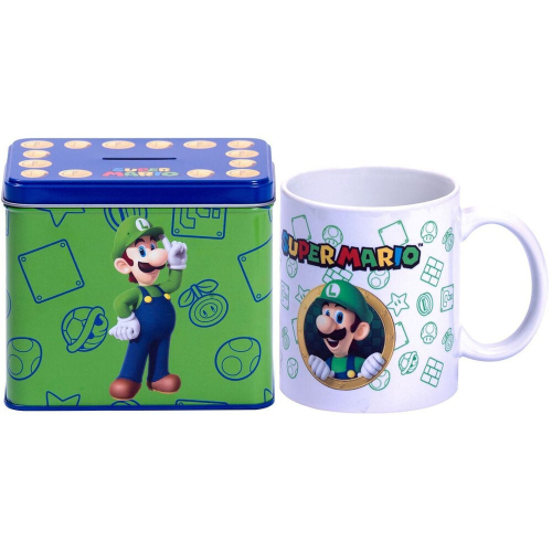 Mealheiro + Caneca Luigi Super Mario Bros Nintendo