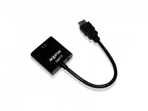 ADAPTADOR de VÍDEO HDMI(M) PARA VGA(H)+ÁUDIO Cerca de INCLUI CABO MINI-JACK 3.5 MM | PRETO APPC17