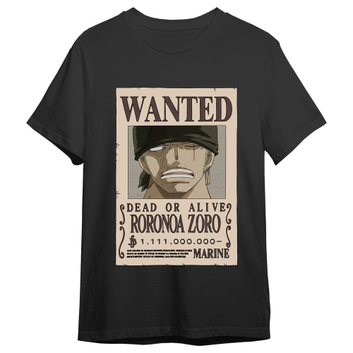 T-shirt Roronoa Zoro Wanted One Piece adulto